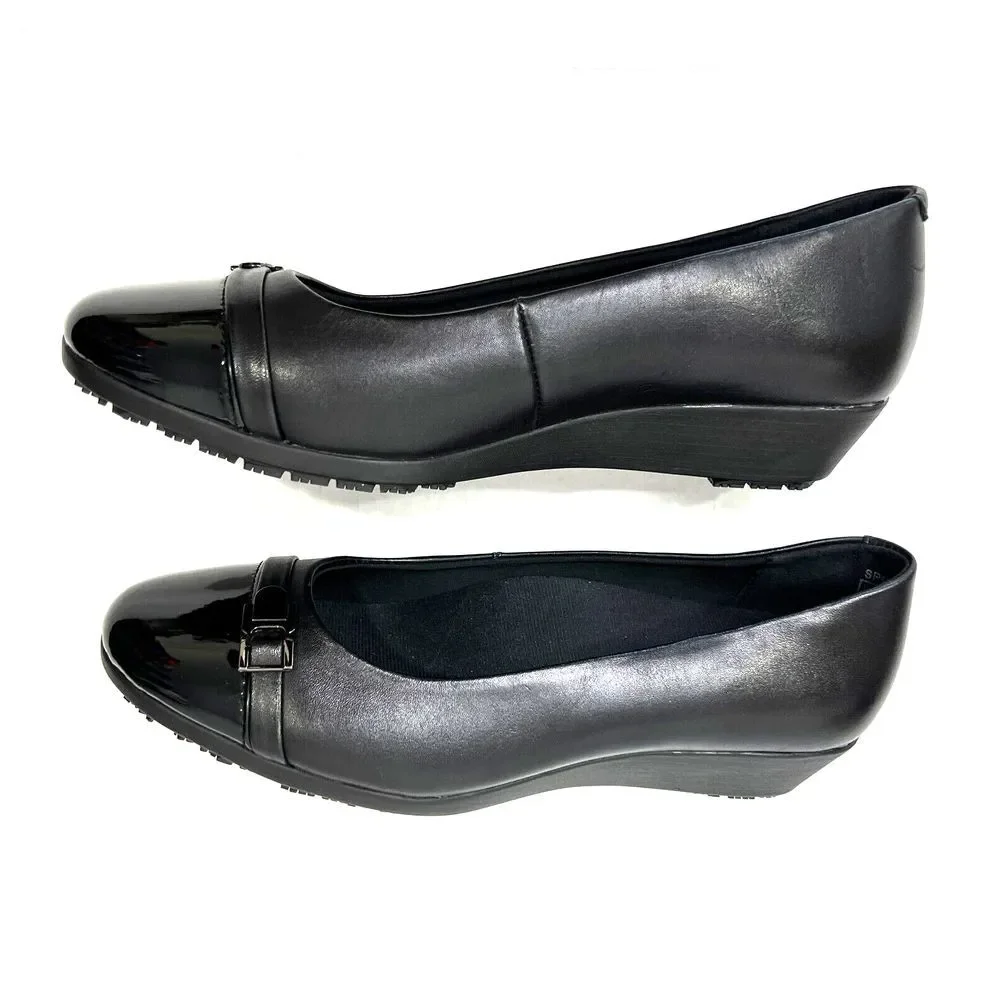SR Max Isabela Womens Black Wedge Style Soft Toe Slip Resistant Work Shoe Size 8